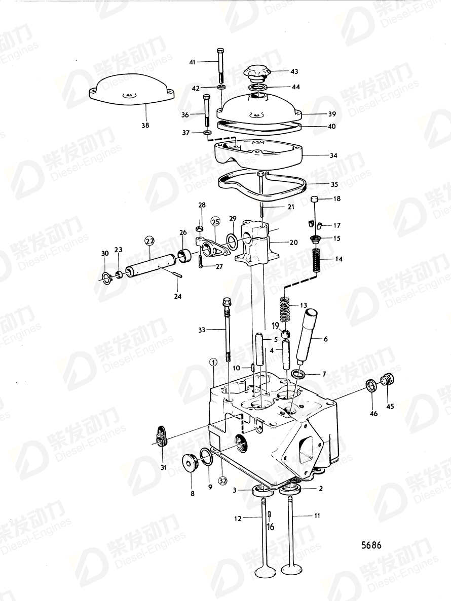 volvo penta Cylinder head 3803038 Drawing volvo penta Cylinder head 3803038 Drawing